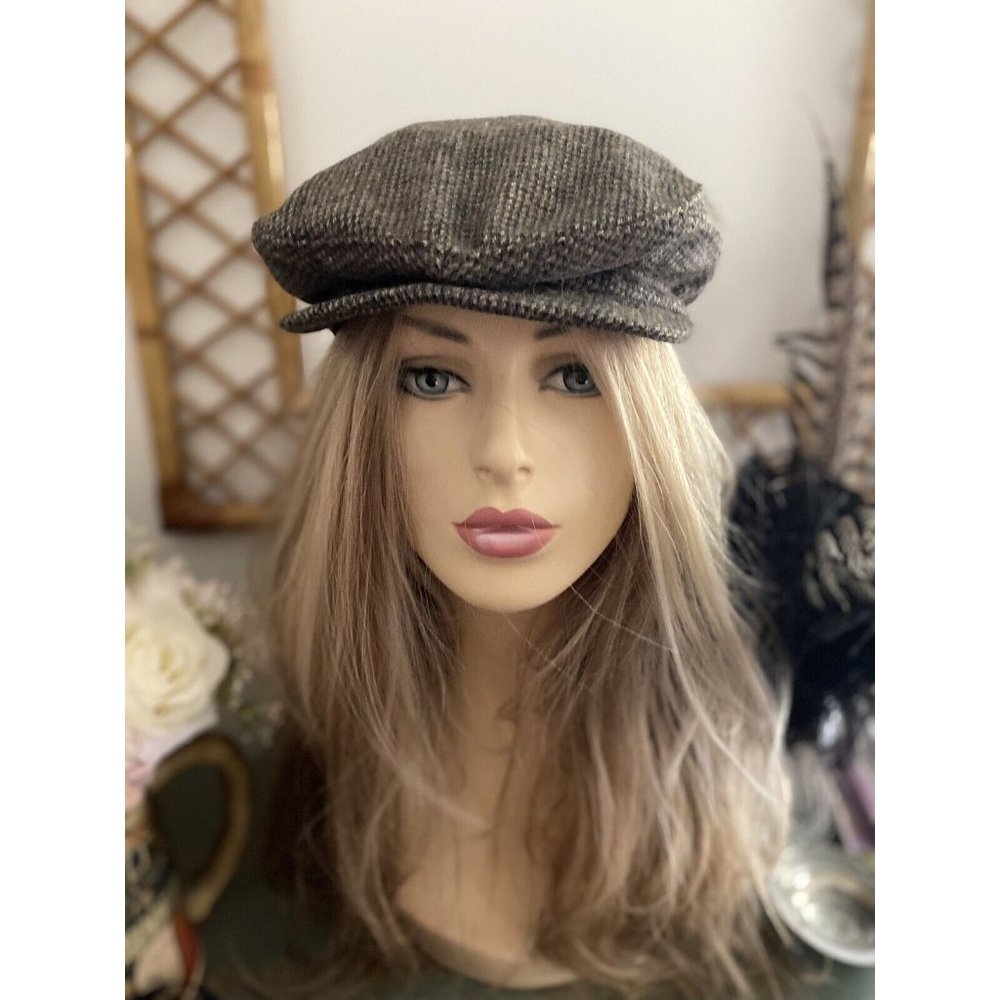 Vintage Men’s Wool Brown Gray Tweed Driver Cap Union Made Marked M Fits S‎ Lined